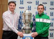 30 April 2012; Bohemians manager Aaron Callaghan, left, with Benny Bonner, Drumkeen United, Donegal, after both teams were drawn to play each other in the FAI Ford Cup 2012 Second Round Draw. Aviva Stadium, Lansdowne Road, Dublin. Picture credit: David Maher / SPORTSFILE