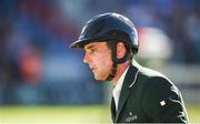 11 August 2017; Mark McAuley of Ireland reacts after his final round on Miebello during the FEI Nations Cup during the Dublin International Horse Show at RDS, Ballsbridge in Dublin. Photo by Cody Glenn/Sportsfile