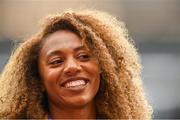 11 August 2017; Kori Carter of the USA before receiving her Women's 400m Hurdles gold medal during day eight of the 16th IAAF World Athletics Championships at the London Stadium in London, England. Photo by Stephen McCarthy/Sportsfile
