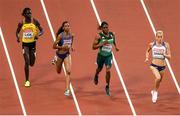 11 August 2017; Athletes, from left, Docus Ajok of Uganda, Charlene Lipsey of the USA, Caster Semenya of South Africa and Lynsey Sharp of Great Britain compete in the semi-final of the Women's 800m event during day eight of the 16th IAAF World Athletics Championships at the London Stadium in London, England. Photo by Stephen McCarthy/Sportsfile