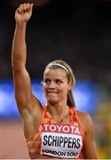 11 August 2017; Dafne Schippers of the Netherlands celebrates after winning the final of the Women's 200m event during day eight of the 16th IAAF World Athletics Championships at the London Stadium in London, England. Photo by Stephen McCarthy/Sportsfile