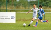 12 August 2017; Taylor Bruton of Belvedere FC, Co Dublin, left, in action against Liam Brady of Ratoath Harps, Co Meath, during the Volkswagen Masters event - Day 1 at AUL Complex in Dublin. Photo by Piaras Ó Mídheach/Sportsfile