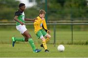 12 August 2017; Eddie O'Donnell of Mullingar Athletic, Co Westmeath, right, in action against Daniel Mabuza of Wicklow Rovers AFC, during the Volkswagen Masters event - Day 1 at AUL Complex in Dublin. Photo by Piaras Ó Mídheach/Sportsfile