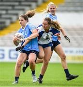 12 August 2017; Noelle Healy of Dublin in action against Megan Dunford of Waterford during the TG4 Ladies Football All-Ireland Senior Championship Quarter-Final match between Dublin and Waterford at Nowlan Park in Kilkenny. Photo by Matt Browne/Sportsfile
