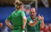 12 August 2017; Ireland coach Tommy O'Mahony speaks with Bronagh Power Cassidy of Ireland ahead of the FIBA U18 Women's European Basketball Championships match between Ireland and Poland at National Basketball Arena in Tallaght, Dublin. Photo by David Fitzgerald/Sportsfile