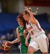 12 August 2017; Claire Melia of Ireland in action against Julia Nielacna of Poland during the FIBA U18 Women's European Basketball Championships match between Ireland and Poland at National Basketball Arena in Tallaght, Dublin. Photo by David Fitzgerald/Sportsfile