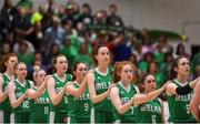 12 August 2017; Ireland players stand for the national anthem ahead of the FIBA U18 Women's European Basketball Championships match between Ireland and Poland at National Basketball Arena in Tallaght, Dublin. Photo by David Fitzgerald/Sportsfile