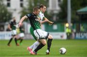 12 August 2017; Conor Kenna of Bray Wanderers is tackled by Karl Sheppard of Cork City during the Irish Daily Mail FAI Cup first round match between Bray Wanderers and Cork City at the Carlisle Grounds in Bray, Co. Wicklow. Photo by Ramsey Cardy/Sportsfile