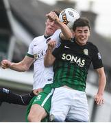 12 August 2017; Ryan Delaney of Cork City in action against Darragh Noone of Bray Wanderers during the Irish Daily Mail FAI Cup first round match between Bray Wanderers and Cork City at the Carlisle Grounds in Bray, Co. Wicklow. Photo by Ramsey Cardy/Sportsfile