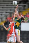 12 August 2017; Eilish Lynch of Kerry in action against Lauren McConville of Armagh during the TG4 Ladies Football All-Ireland Senior Championship Quarter-Final match between Kerry and Armagh at Nowlan Park in Kilkenny. Photo by Matt Browne/Sportsfile