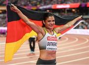 12 August 2017; Pamela Dutkiewicz of Germany after finishing third in the final of the Women's 100m Hurdles event during day nine of the 16th IAAF World Athletics Championships at the London Stadium in London, England. Photo by Stephen McCarthy/Sportsfile