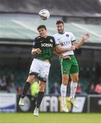 12 August 2017; Gearóid Morrissey of Cork City in action against Darragh Noone of Bray Wanderers during the Irish Daily Mail FAI Cup first round match between Bray Wanderers and Cork City at the Carlisle Grounds in Bray, Co. Wicklow. Photo by Ramsey Cardy/Sportsfile