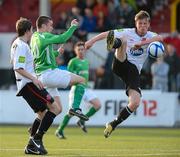2 May 2012; Glen Trainor, right, and Cian Byrne, Dundalk FC, in action against Robert Lehane, Cork City FC. Airtricity U19 Cup Final, Dundalk FC v Cork City FC, Oriel Park, Dundalk, Co. Louth. Picture credit: Brian Lawless / SPORTSFILE