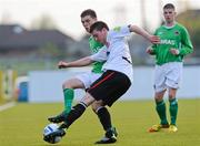 2 May 2012; Ben McLoughlin, Dundalk FC, in action against Ross McCarthy, Cork City FC. Airtricity U19 Cup Final, Dundalk FC v Cork City FC, Oriel Park, Dundalk, Co. Louth. Picture credit: Brian Lawless / SPORTSFILE
