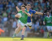 28 April 2012; Tomás Corrigan, Fermanagh, in action against Leighton Glynn, Wicklow. Allianz Football League, Division 4 Final, Fermanagh v Wicklow, Croke Park, Dublin. Picture credit: Ray McManus / SPORTSFILE