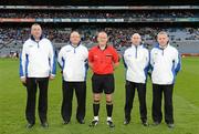 28 April 2012; Referee Conor Lane with his umpires before the game. Allianz Football League, Division 3 Final, Longford v Wexford, Croke Park, Dublin. Picture credit: Ray McManus / SPORTSFILE