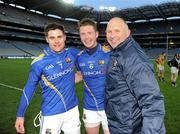 28 April 2012; Longford manager Glenn Ryan celebrates with Shane Mulligan, left, and Michael Quinn, centre, after the game. Allianz Football League, Division 3 Final, Longford v Wexford, Croke Park, Dublin. Picture credit: Ray McManus / SPORTSFILE