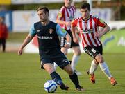 4 May 2012; Greg Bolger, St Patrick's Athletic, in action against David McDaid, Derry City. Airtricity League Premier Division, Derry City v St Patrick's Athletic, Brandywell, Derry. Picture credit: Oliver McVeigh / SPORTSFILE