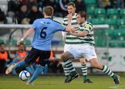 4 May 2012; Stephen Rice, Shamrock Rovers, in action against Paul Corry, UCD. Airtricity League Premier Division, Shamrock Rovers v UCD, Tallaght Stadium, Tallaght, Dublin. Picture credit: Brian Lawless / SPORTSFILE