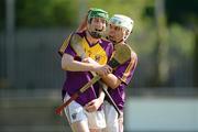 5 May 2012; Liam Ryan, left, and Conor Devitt, Wexford, celebrate at the end of the game. Electric Ireland Leinster GAA Hurling Minor Championship, Dublin v Wexford, Parnell Park, Dublin. Photo by Sportsfile