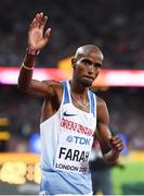 12 August 2017; Mo Farah of Great Britain following the final of the Men's 5000m event during day nine of the 16th IAAF World Athletics Championships at the London Stadium in London, England. Photo by Stephen McCarthy/Sportsfile