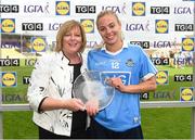 12 August 2017; Nicole Owens of Dublin is presented with her player of the match award by LGFA President Marie Hickey after the TG4 Ladies Football All-Ireland Senior Championship Quarter-Final match between Dublin and Waterford at Nowlan Park in Kilkenny. Photo by Matt Browne/Sportsfile
