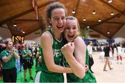 12 August 2017; Rachel Huijsdens of Ireland, left, and team mate Ella McCloskey celebrate following their victory after the FIBA U18 Women's European Basketball Championships match between Ireland and Poland at National Basketball Arena in Tallaght, Dublin. Photo by David Fitzgerald/Sportsfile