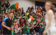 12 August 2017; Ireland fans celebrate a score during the FIBA U18 Women's European Basketball Championships match between Ireland and Poland at National Basketball Arena in Tallaght, Dublin. Photo by David Fitzgerald/Sportsfile