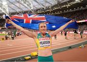 12 August 2017; Sally Pearson of Australia celebrates winning the final of the Women's 100m Hurdles event during day nine of the 16th IAAF World Athletics Championships at the London Stadium in London, England. Photo by Stephen McCarthy/Sportsfile