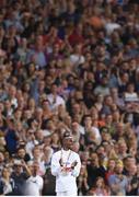 12 August 2017; Mo Farah of Great Britain after receiving his silver medal of the Men's 5000m event during day nine of the 16th IAAF World Athletics Championships at the London Stadium in London, England. Photo by Stephen McCarthy/Sportsfile