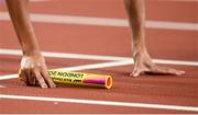 12 August 2017; A detailed view of a relay baton prior to the final of the Women's 4x100m Relay event during day nine of the 16th IAAF World Athletics Championships at the London Stadium in London, England. Photo by Stephen McCarthy/Sportsfile