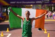 13 August 2017; Robert Heffernan of Ireland reacts after crossing the finish line of the Men's 50km Race Walk final during day ten of the 16th IAAF World Athletics Championships at The Mall in London, England. Photo by Stephen McCarthy/Sportsfile