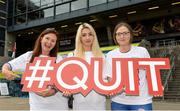 13 August 2017; Volunteers for the GAA Health and Wellbeing Activites, from left, Laura Wiggins, Shannon Sinnott and Siobhan Mowatt, from HSE Quit Team, before the GAA Hurling All-Ireland Senior Championship Semi-Final match between Cork and Waterford at Croke Park in Dublin. Photo by Piaras Ó Mídheach/Sportsfile