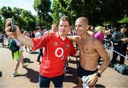 13 August 2017; Sean Mulcahy, from Blarney, Co Cork, has a picture taken with Robert Heffernan of Ireland following the Men's 50km Race Walk final during day ten of the 16th IAAF World Athletics Championships at The Mall in London, England. Photo by Stephen McCarthy/Sportsfile