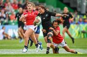 13 August 2017; Fiao'o Faamausili of New Zealand is tackled by Chong Ka Yan of Hong Kong during the 2017 Women's Rugby World Cup Pool A match between New Zealand and Hong Kong at Billings Park in UCD, Dublin. Photo by Sam Barnes/Sportsfile