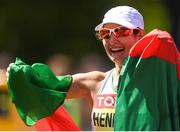 13 August 2017; Ines Henriques of Portugal celebrates after winning the Women's 50km Race Walk final during day ten of the 16th IAAF World Athletics Championships at The Mall in London, England. Photo by Stephen McCarthy/Sportsfile