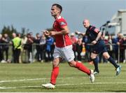13 August 2017; Christy Fagan of St Patrick's Athletic celebrates after scoring his side's first goal during the Irish Daily Mail FAI Cup first round match between Portmarnock FC and St Patrick's Athletic at Paddy's Hill in Portmarnock, Dublin. Photo by David Maher/Sportsfile