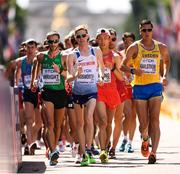 13 August 2017; Athletes, from left, Alex Wright of Ireland, Tom Bosworth of Great Britain and Perseus Karlstrom of Sweden compete in the Men's 20km Race Walk final during day ten of the 16th IAAF World Athletics Championships at The Mall in London, England. Photo by Stephen McCarthy/Sportsfile
