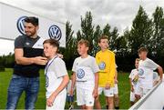 13 August 2017; Bernard Brogan presenting winners medals to Arklow Town players after they won the plate trophy during the Volkswagen Junior Masters event - Day 2 in the AUL Complex Dublin. Now in its fourth year, the tournament has grown into one of the most prestigious under age soccer tournaments in Ireland with the wining club receiving €2,500 from Volkswagen. Photo by Eóin Noonan/Sportsfile