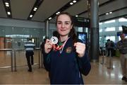 13 August 2017; Ireland team member Kellie Harrington, from Dublin who won silver in Dublin airport after her return home with team Ireland from the European Union Elite Women’s Boxing Championships at Dublin Airport. Photo by Matt Browne/Sportsfile