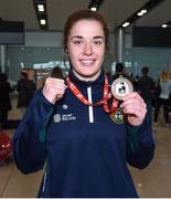 13 August 2017; Ireland team member Grainne Walsh, from Tullamore who won Bronze, in Dublin Airport after her return home with team Ireland from the European Union Elite Women’s Boxing Championships at Dublin Airport. Photo by Matt Browne/Sportsfile