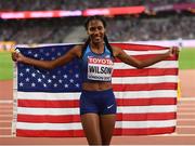 13 August 2017; Ajee Wilson of the USA after finishing third in the final of the Women's 800m event during day ten of the 16th IAAF World Athletics Championships at the London Stadium in London, England. Photo by Stephen McCarthy/Sportsfile