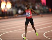 13 August 2017; Elijah Motonei Manangoi of Kenya celebrates winning the final of the Men's 1500m event during day ten of the 16th IAAF World Athletics Championships at the London Stadium in London, England. Photo by Stephen McCarthy/Sportsfile