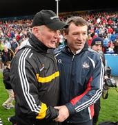 6 May 2012; Kilkenny manager Brian Cody, left, and Cork manager Jimmy Barry Murphy shake hands after the game. Allianz Hurling League Division 1 Final, Kilkenny v Cork, Semple Stadium, Thurles, Co. Tipperary. Picture credit: Stephen McCarthy / SPORTSFILE
