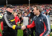 6 May 2012; Kilkenny manager Brian Cody, left, and Cork manager Jimmy Barry Murphy shake hands after the game. Allianz Hurling League Division 1 Final, Kilkenny v Cork, Semple Stadium, Thurles, Co. Tipperary. Picture credit: Stephen McCarthy / SPORTSFILE