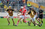6 May 2012; Sean Og O'hAilpin, Cork, in action against Colin Fennelly, 13, Matthew Ruth, 15, and Eoin Larkin, Kilkenny. Allianz Hurling League Division 1 Final, Kilkenny v Cork, Semple Stadium, Thurles, Co. Tipperary. Picture credit: Matt Browne / SPORTSFILE