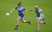 6 May 2012; Michelle Farrell, Longford, in action against Janet Garvey, Limerick. Bord Gáis Energy Ladies National Football League, Division 4 Final, Limerick v Longford, O’Connor Park, Tullamore, Co. Offaly. Picture credit: Brendan Moran / SPORTSFILE