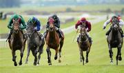 7 May 2012; Eventual winner Takar, left, with Johnny Murtagh up, on their way to winning the Dylan Thomas European Breeders Fund Tetrarch Stakes from, left to right, eventual fourth place Janey Muddles, with Kevin Manning up, eventual third place Triumphant with Joseph O'Brien up, eventual fifth place Quote Of The Day, with Shane Foley up, and eventual second place Coolnagree, with Wayne Lordan up. The Curragh Racecourse, The Curragh, Co. Kildare. Picture credit: Matt Browne / SPORTSFILE