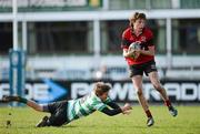 7 May 2012; Leon Martin, Tullamore RFC, slips past the tackle of Cian Dillon, Naas RFC. Under-19 Darcy Cup Final, Naas RFC v Tullamore RFC, Donnybrook Stadium, Donnybrook, Co. Dublin. Picture credit: Ray McManus / SPORTSFILE