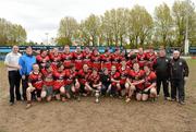 7 May 2012; The Tullamore RFC squad, and officials, celebrate with the D'Arcy Cup. Under-19 Darcy Cup Final, Naas RFC v Tullamore RFC, Donnybrook Stadium, Donnybrook, Co. Dublin. Picture credit: Ray McManus / SPORTSFILE